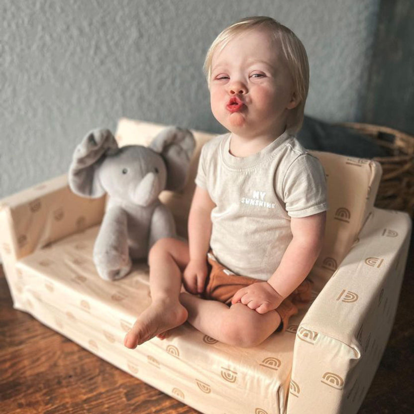 Rainbow Stamp in Cream Play Couch Toki Mats